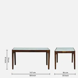 woodsworth from pepperfry Ebeltoft Sheesham Wood 6 Seater Dining Table In Provincial Teak Finish With Porcelain Top image 2