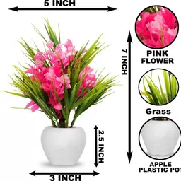 yash enterprises Pink Artificial Plant Pink Chrysanthemum Artificial Flowerwith Pot image 3