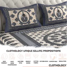 clothology Cotton Single Flat 144 TC Printed Bedsheet image 5