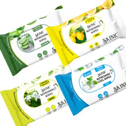skinic Refreshing Wet Wipes Combo – Aloevera, Jasmine, Lemon, Mint-4 Packs×25 Wipes-picture-47
