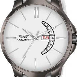 analogue Gun Metal Series | Smart Watch Strap | 3D Glass | Smart Clip | Day & Date Analog Watch - For Men ANLG-920-WHITE-WHITE-DD image 3