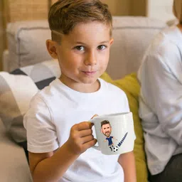 pugaroo by prashant arts Messi Caricature Printed White Ceramic Coffee | Gift for Football Fans Ceramic Coffee Mug image 2