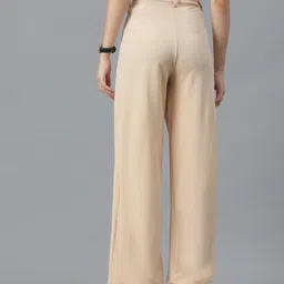 kotty Women Regular Fit Beige Viscose Rayon Trousers image 2