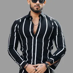 marmic fab Men Slim Fit Striped Spread Collar Formal Shirt image 4