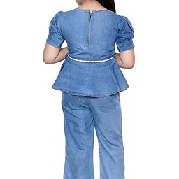 shyamcollections Baby Girls Denim Top & Denim Jeans Pant Dresses Baby Girl Jeans Dresses, Denim Pant Set for Kids, Blue image 4