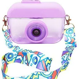jellify Cute Kids Plastic Water Bottle with Straw Camera Shape Bottle for Kids Schooling 400 ml Water Bottle-picture-15