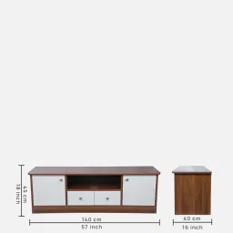 mintwud from pepperfry Zenith Tv Console In Columbian Walnut And Frosty White Finish image 2