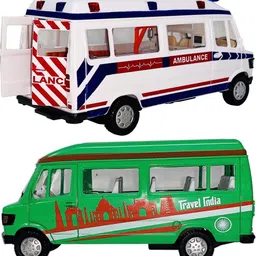 sarasi Ambulance & Travel India Combo, Pull Back Action Toys-picture-11