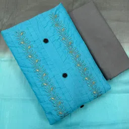 ishika creation Unstitched Cotton Linen Salwar Suit Material Embroidered-picture-14