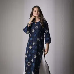 sangouri Women Floral Print Viscose Rayon Straight Kurta-picture-10