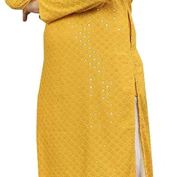 krikan Men Chikan Embroidery Viscose Rayon A-line Kurta image 5