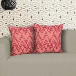 ode & cleo Peach Cotton Abstract 18x18 inches Cushion Covers (Pack of 2)-picture-27