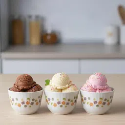 wollongong homes Borosilicate Glass Serving Bowl Ice Cream Bowl/Dessert Set(Set of 6) - Glass, 190 Ml (Goldline) image 2