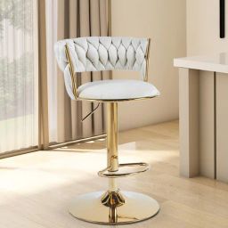 casacraft from pepperfry Lunza Velvet Bar Chair In White Color-picture-10