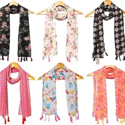 stolevilla Printed Chiffon Women Multicolor Scarf, Stole, Fancy Scarf-picture-28
