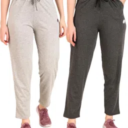 gaa Pack of 2 Women Regular Fit Grey, Grey Cotton Blend Trousers-picture-12