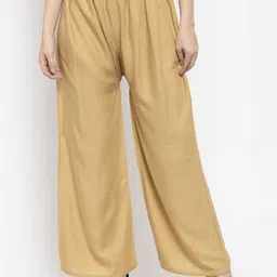kanna fabric Women Flared Beige Viscose Rayon Trousers-picture-16