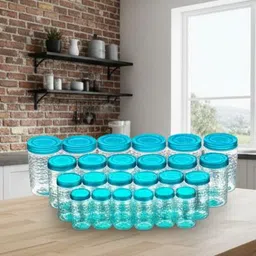 Plastic 24 Pcs Premium Plastic Jar Set for Kitchen Organization Storage Basket-image-6