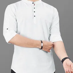 krisha trend Men Solid Cotton Blend Straight Kurta image 1