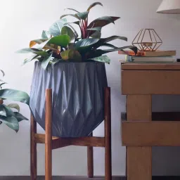 harla arts Precious Horcrux (Large) Grey Porcelain Floor Planters With Stand image 1