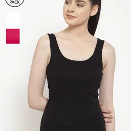 Friskers Women Black & White 3 Pure Cotton Tank Tops-picture-36