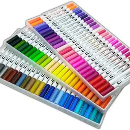 feelhigh 72 White Dual Markers Brush Pen, Fine Point Art Marker & Brush Highlighter Pen image 1