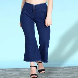 1daystreet Women Regular High Rise Dark Blue Jeans-picture-36