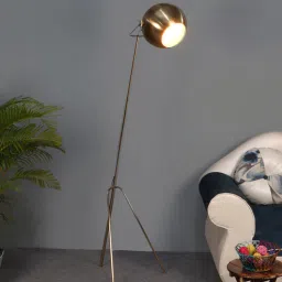 sapphire Brass Iron Shade Tripod Floor Lamp With Iron Base-picture-17