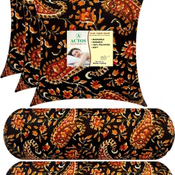 actos Microfibre Bolster Pack of 5 Floral Combo Set Of 3 Cushion And 2-picture-21