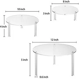 indian decor 222901 Classic Acrylic Cake Display Risers Round Set of 3 Plastic Cake Server image 2