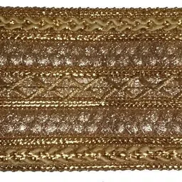de-ultimate CWG0005 (9 Mtr) Roll Of Golden Gota Patti Unique Pattern Embroidery Trim Lace Border with 5.08 cm width for Saree,suit,dresses Embellishment,fashion Designing,craftworks Lace Reel image 2