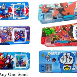 saputra Stationery Combo Gift Set Spider-man Birthday Gift/Festivals Gift for Kids Calculator Geometry Box/Pen,Pencil,Eraser,badge For Pencil Box Best Return Gift Art Plastic Pencil Box image 2