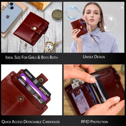 cotnis Men & Women Evening/Party, Casual, Formal, Trendy, Travel Red Artificial Leather RFID Wallet image 3