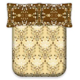 labham Yellow Ethanic Motif Traditional 200 TC Cotton King Sized Bedsheet with 2 Pillow Covers image 2