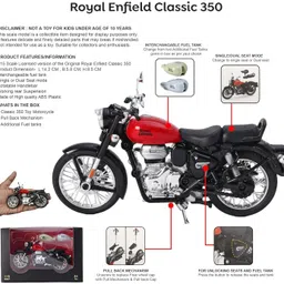 zuuluzrs Classic 350 Royal Enfield 1:15 Scale Model For Kid's Fun image 1