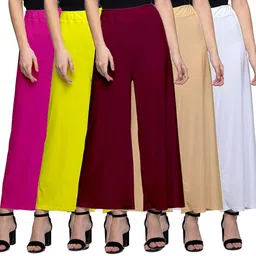 ak shamshahid garments Pack of 5 Regular Fit Palazzos For Casual Wear | Everyday Wear Women Pyjama-picture-16