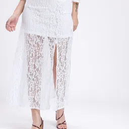 glitchez Women Self Design A-line White Skirt image 2