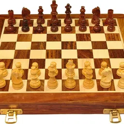 mikki tikki Wooden Handcrafted Foldable Magnetic Chess Board Set with Magnetic Pieces 26 cm Chess Board-picture-26