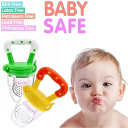 bubblino Medium Fresh Food Nibbler Fruit Feeder Silicon Nipple Pacifier Pack of 2 Teether and Feeder image 5