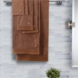 Brown Solid 550 GSM Cotton 6 Pieces Towel Set by Maspar-picture-19