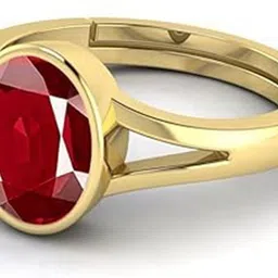 vishvma 7.25 Ratti Created Ruby Adjustable Ring for Men & Women (Red) Brass Ruby Brass Plated Ring image 3