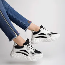 Casual Sporty look Black Sneakers For Girls Running Shoes For Women-image-21