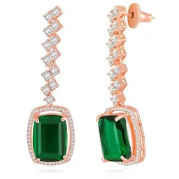 i jewels Rose Gold Plated Cubic Zirconia American Diamond Valentines Special Necklace With Drop Earrings Jewellery Set for Women image 5