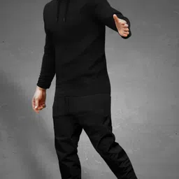 blive Men Night Suit Set Black Solid image 3
