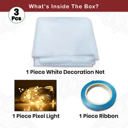 1iam White 1pc Decoration Net (16.4x4.9ft) & 1pc Rice Light (34ft 38 Bulbs) Combo Package image 2