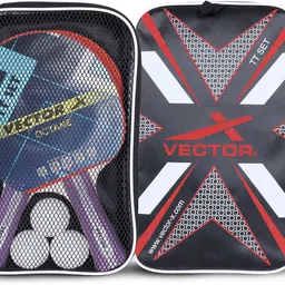 vector x Octane Table Tennis Playset (2 Racquets & 3 Balls) (White Ball) T.T Bat Set Black, Red Table Tennis Racquet-picture-15