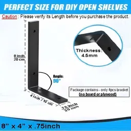 nexgrills 057 L Shape Wall Shelf Bracket 8inch x 4inch, Pack of 4pc Shelf Bracket image 2