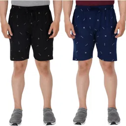 feel track Pack of 2 Printed Men Black, Blue Bermuda Shorts-picture-25