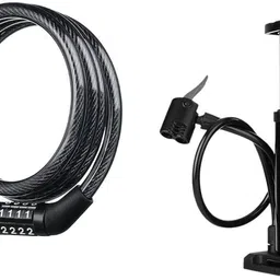 fcc racing Bicycle Mini Foot Pump & Password Lock Combo Anti-Theft Lock & Aluminium Alloy Bicycle Pump image 1