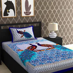 leo creation 144 TC Cotton Single Jaipuri Prints Flat Bedsheet-picture-33